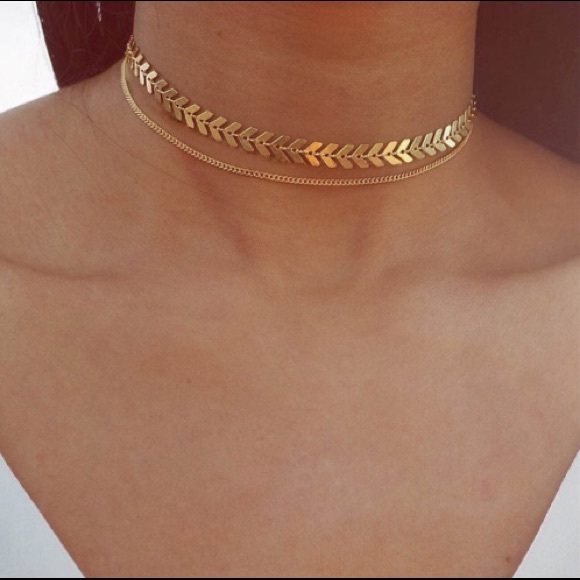 Layered Gold Choker Necklace - Picture 1 of 1